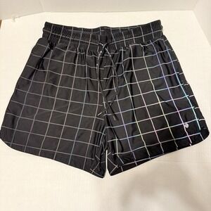 Flexliving Leg Day Active Black With Lines Holographic Shorts  Sz Medium